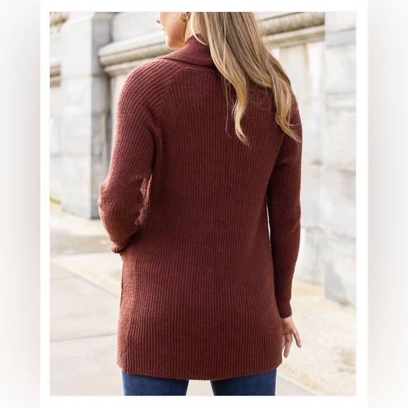 Bambü Cowl Neck Cherry Walnut Cardigan - Picture 3 of 12